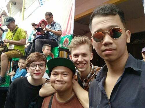 Carina (left) when took a field trip in Cap Go Meh event, Singkawang 2018