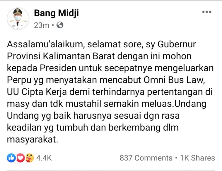 gubernur kalbar-sutarmidji