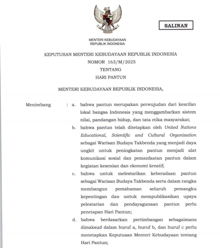 sk menteri pantun